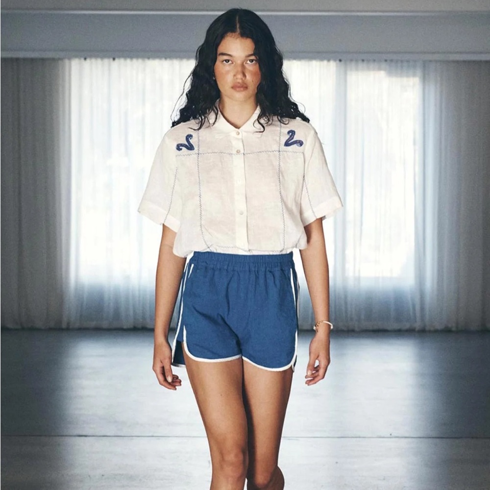 Rowie Vera Linen Shorts in Cobalt